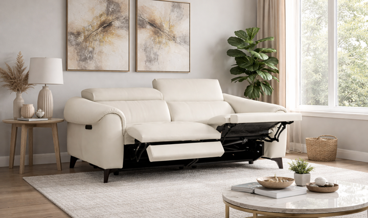 Nicoletti Italia Richmond 2-Piece Leather Recliner Sofa With Zero Gravity - Jennifer Furniture