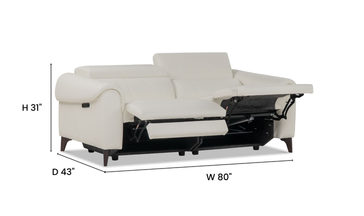 Nicoletti Italia Richmond 2-Piece Leather Recliner Sofa With Zero Gravity - Jennifer Furniture