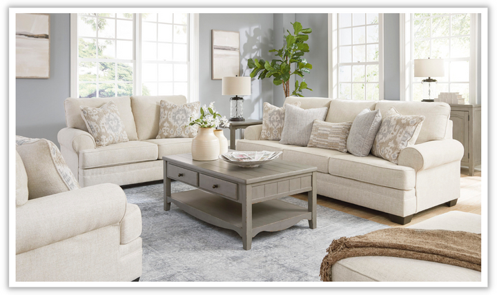 Rilynn 3-Seater Stationary Fabric Sofa With Rolled Arms