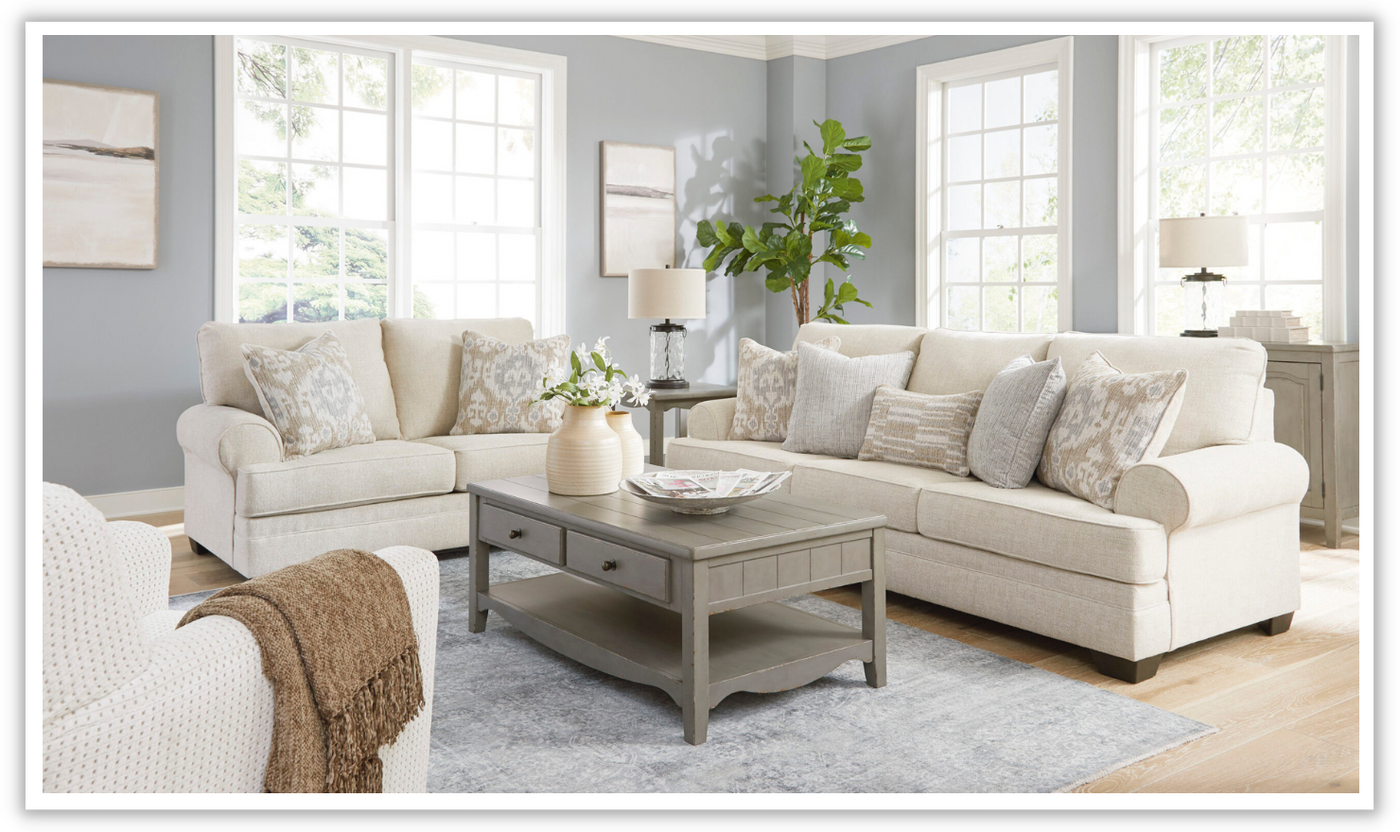 Rilynn Living Room Set With Rolled Arms