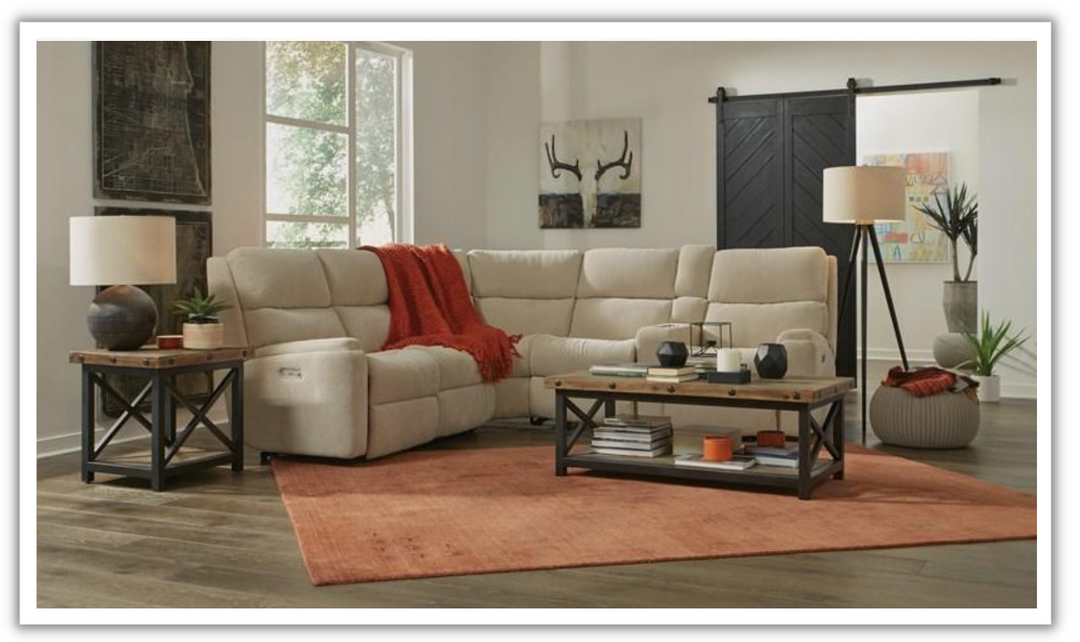  Rio 6 Seats Fabric Reclining Sectional with Console