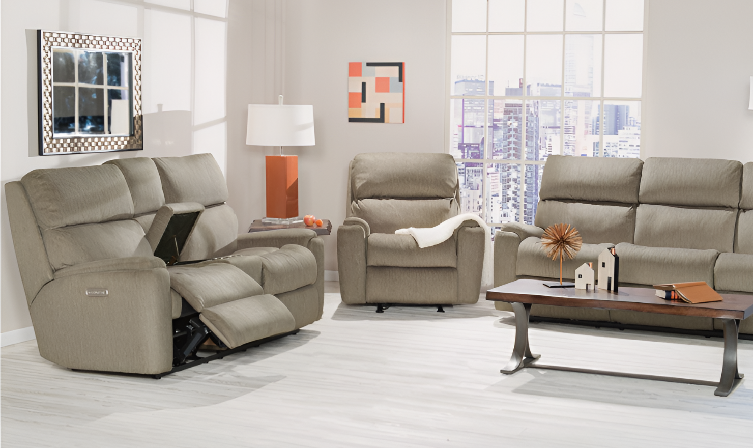 Rio Fabric Power Reclining Loveseat With Console-jeniferfurniture