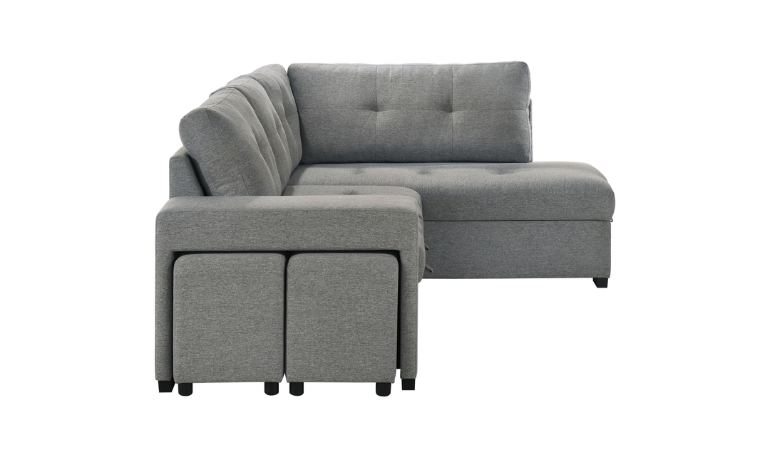 Modern Heritage Roanne Fabric Sleeper Sectional Sofa With Two Footstools - Jennifer Furniture