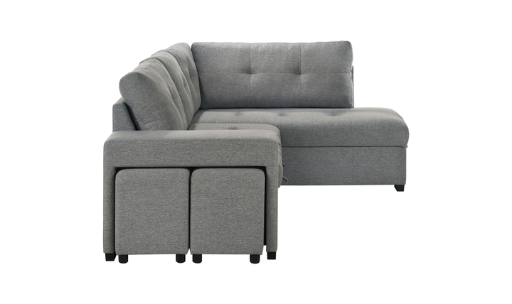 Modern Heritage Roanne Fabric Sleeper Sectional Sofa With Two Footstools - Jennifer Furniture