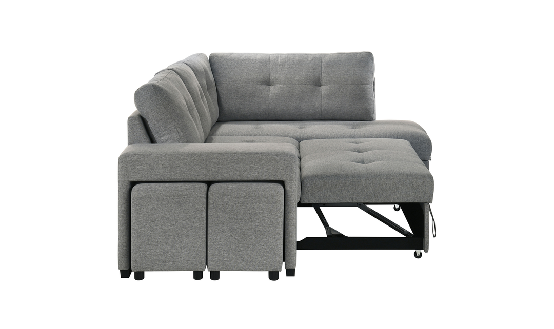 Modern Heritage Roanne Fabric Sleeper Sectional Sofa With Two Footstools - Jennifer Furniture
