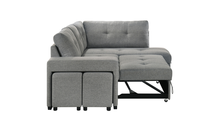 Modern Heritage Roanne Fabric Sleeper Sectional Sofa With Two Footstools - Jennifer Furniture