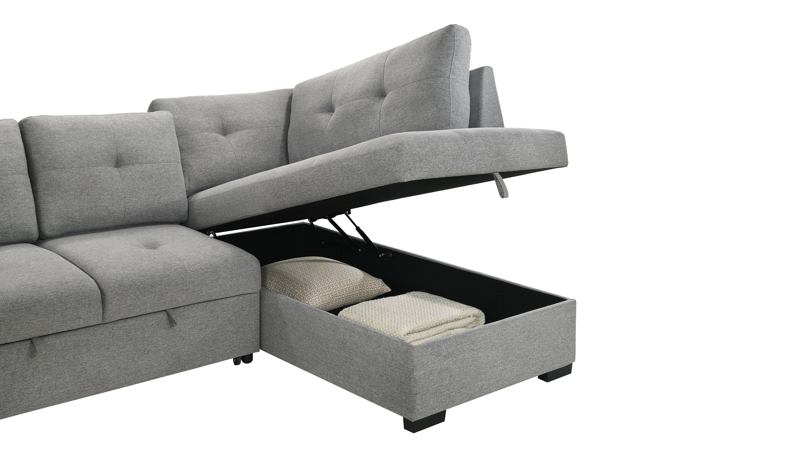 Modern Heritage Roanne Twin Sleeper Sectional Sofa with 2 Footstools
