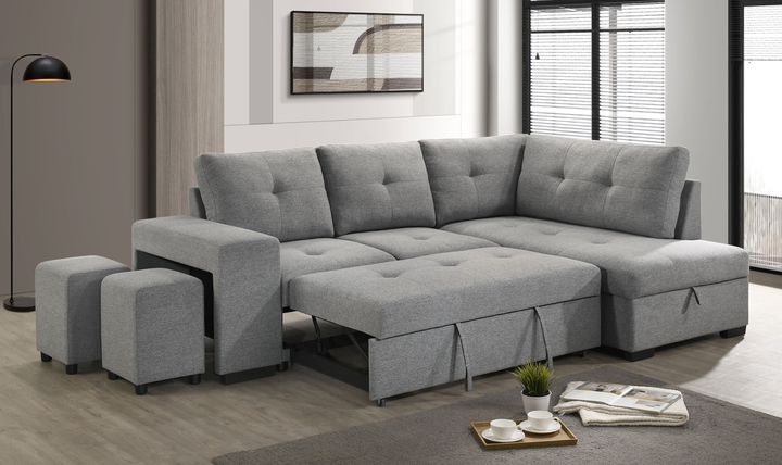 Modern Heritage Roanne Fabric Sleeper Sectional Sofa With Two Footstools - Jennifer Furniture