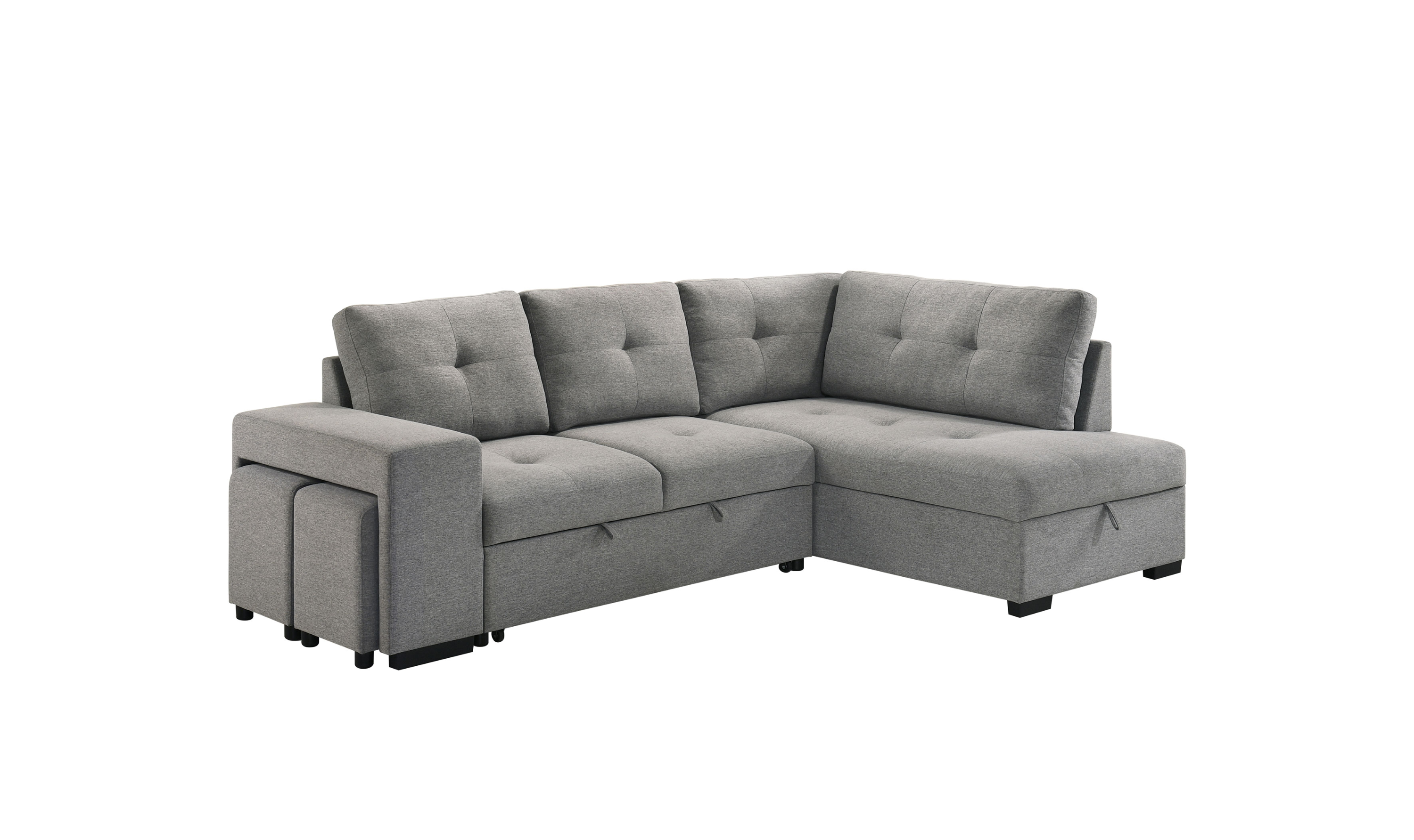 Modern Heritage Roanne Twin Sleeper Sectional Sofa with 2 Footstools