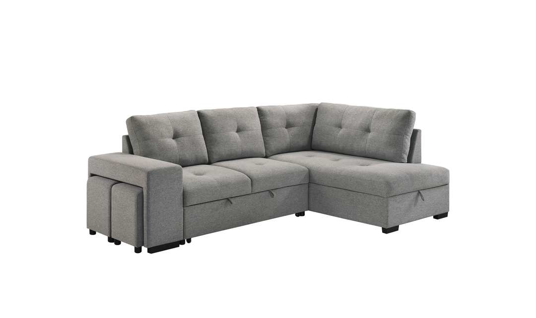 Modern Heritage Roanne Fabric Twin Sleeper Sectional Sofa With Two Footstools