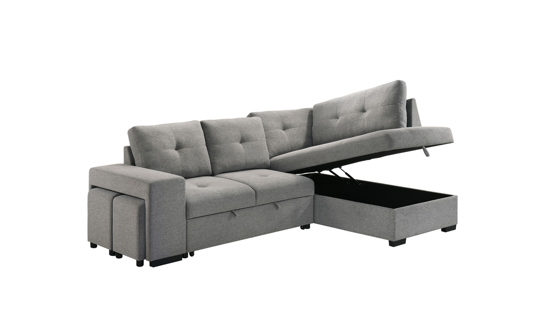 Modern Heritage Roanne Fabric Sleeper Sectional Sofa With Two Footstools - Jennifer Furniture