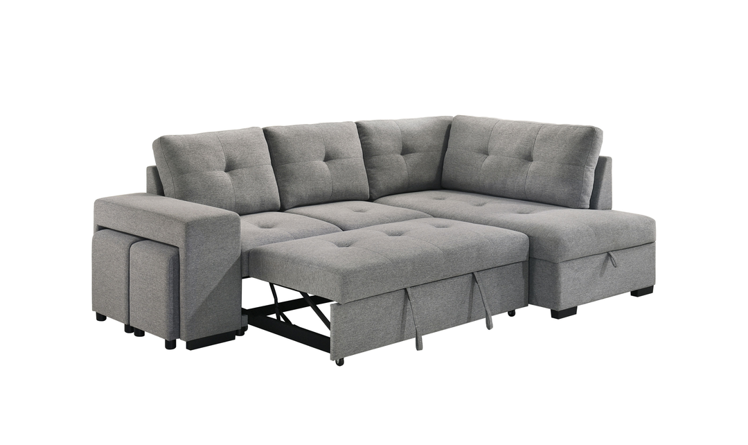 Modern Heritage Roanne Fabric Sleeper Sectional Sofa With Two Footstools - Jennifer Furniture