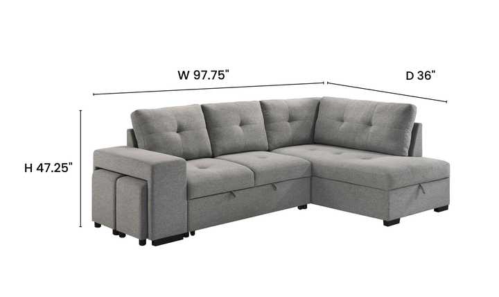 Modern Heritage Roanne Fabric Sleeper Sectional Sofa With Two Footstools - Jennifer Furniture