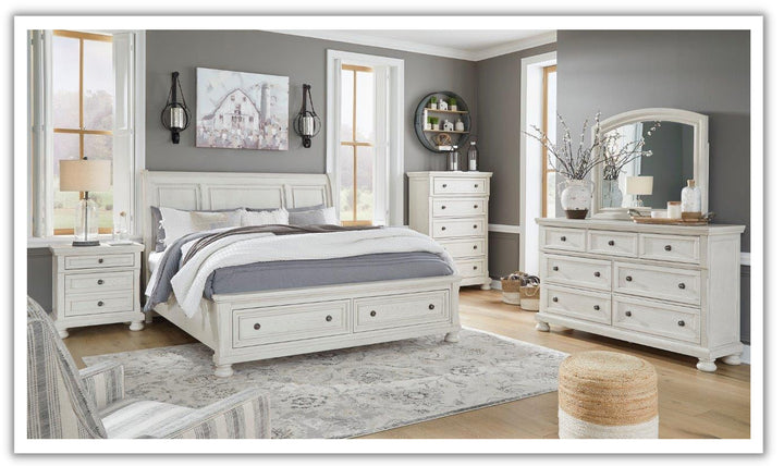 Robbinsdale White Wooden Bedroom Set