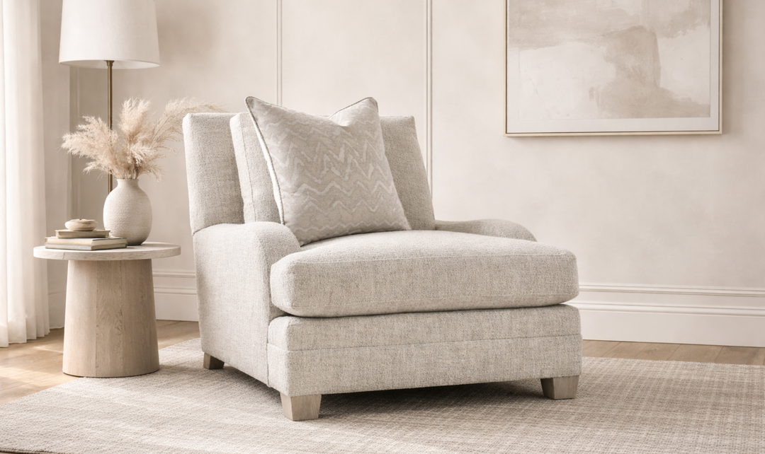 Bernhardt Rollins Fabric Chair With Shaped Track Arm and Throw Pillow - Jennifer Furniture