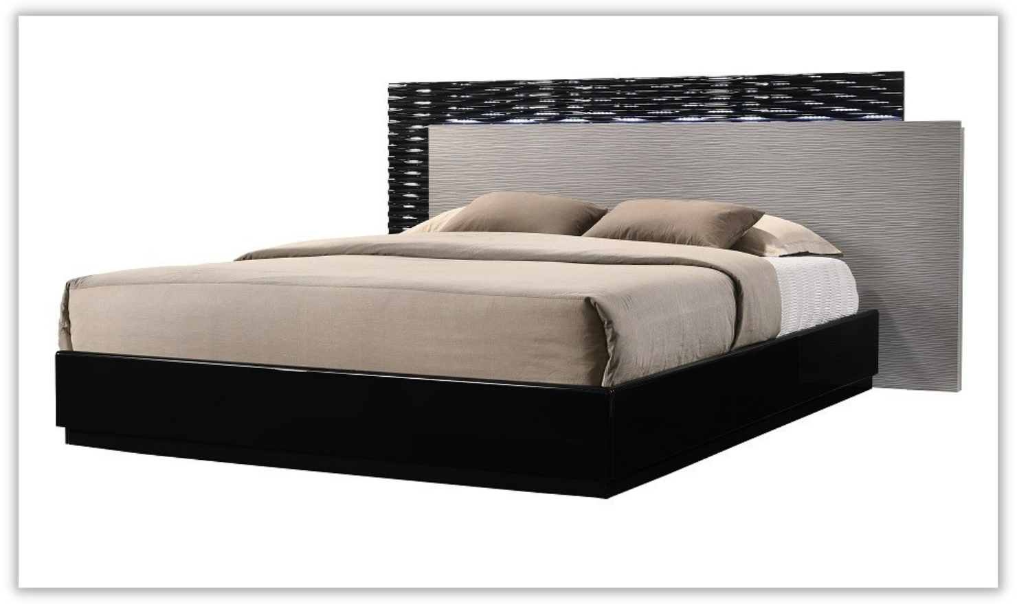 Jennifer Italia Rondo Platform Bed in Gray Lacquer Finish