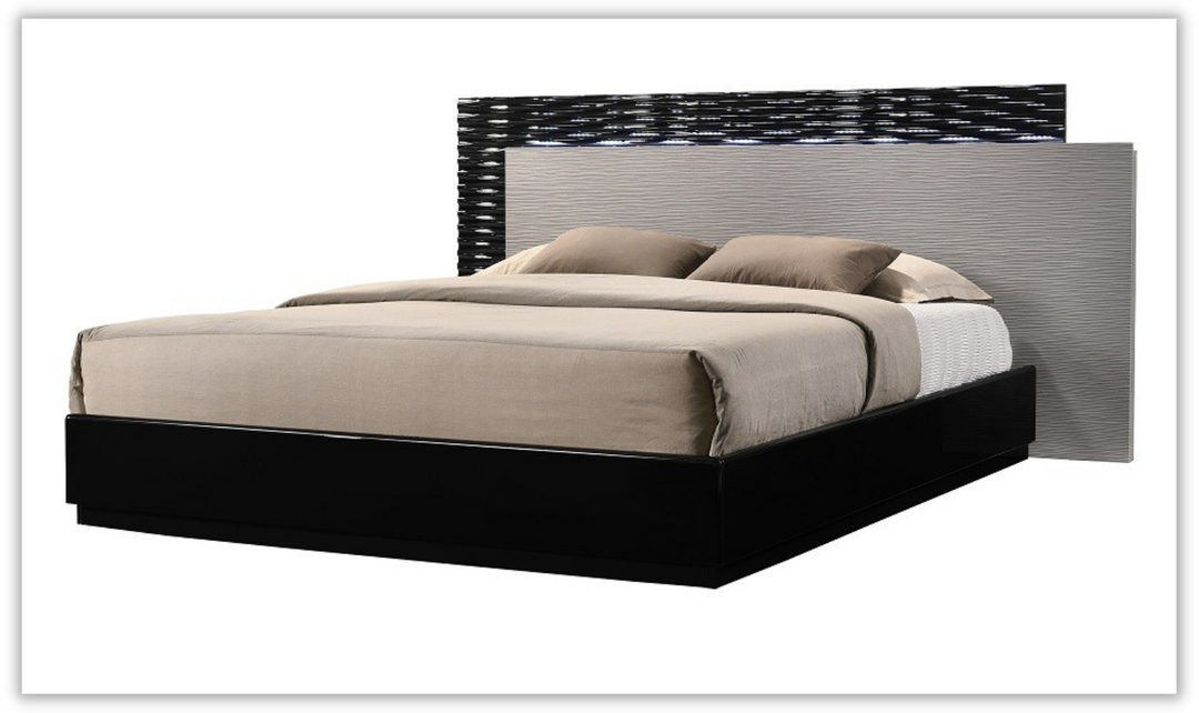 Jennifer Italia Rondo Queen Platform Bed in Gray Lacquer Finish