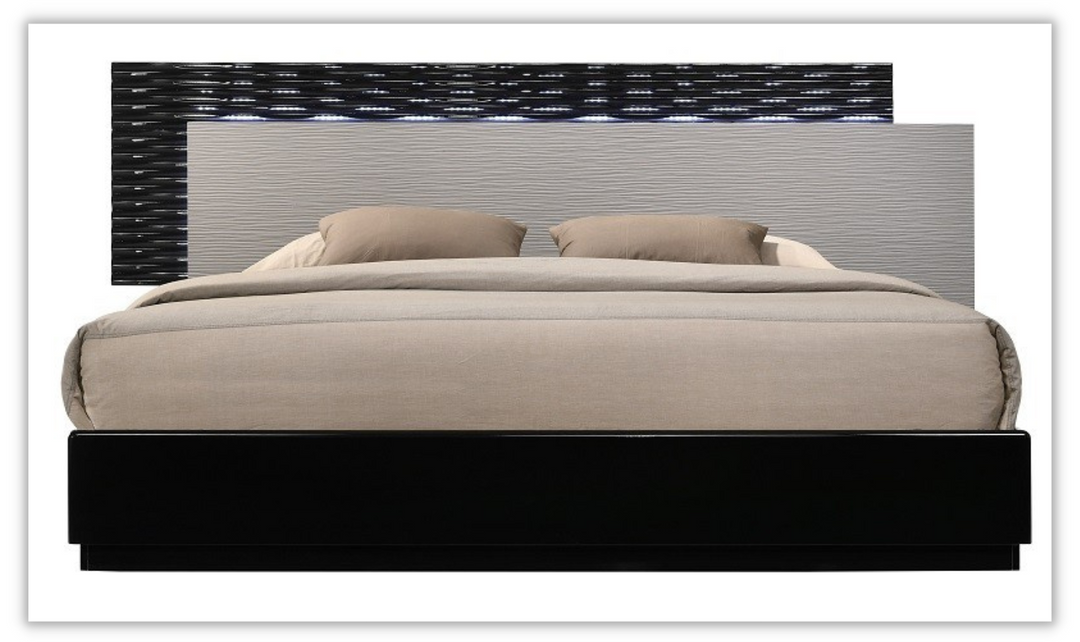 Jennifer Italia Rondo Queen Platform Bed in Gray Lacquer Finish