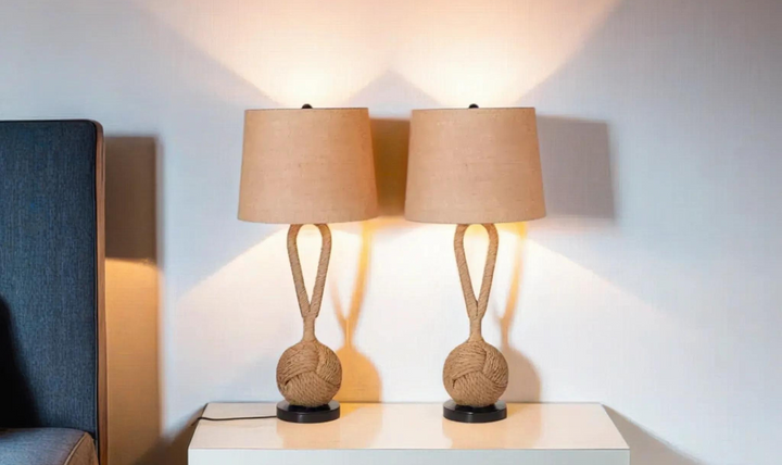 Rope 29" Table Lamp, Natural color (Set of 2)
