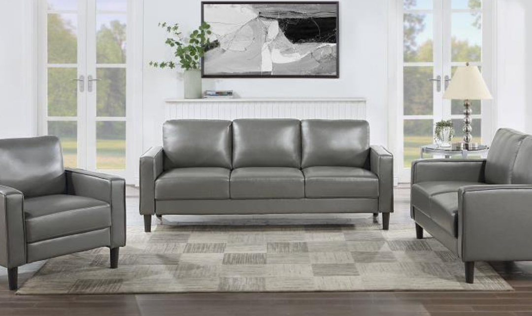 Modern Heritage Ruth 3 Seater Stationary Sofa With Track Arm In Fabric & Leather