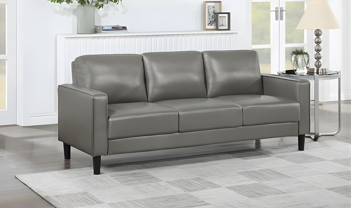 Modern Heritage Ruth 3 Seater Stationary Sofa With Track Arm In Fabric & Leather