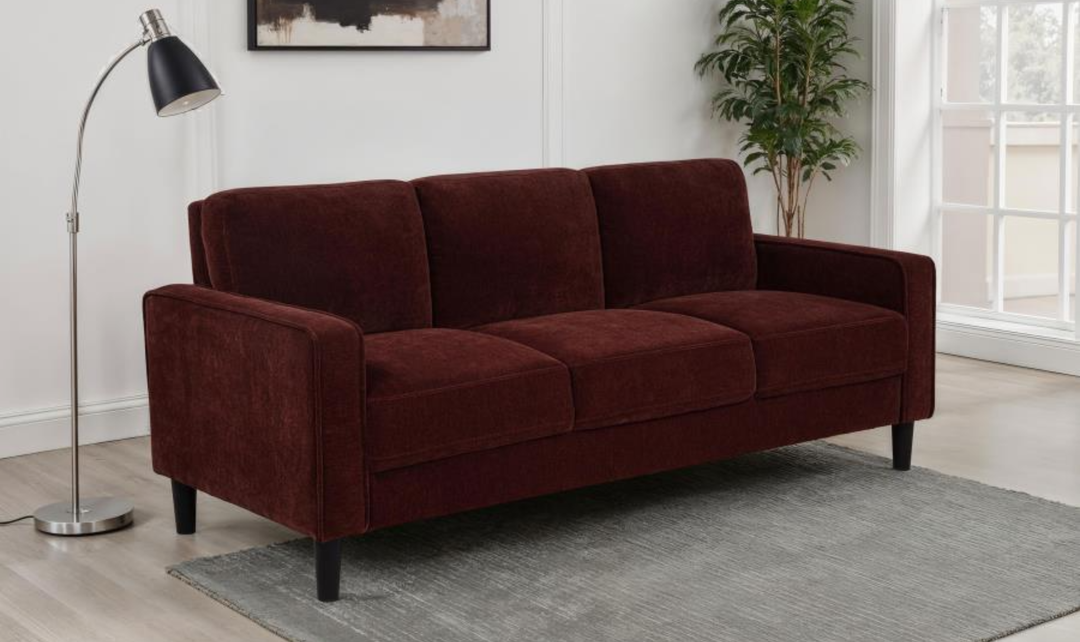 Modern Heritage Ruth 3 Seater Stationary Sofa With Track Arm In Fabric & Leather