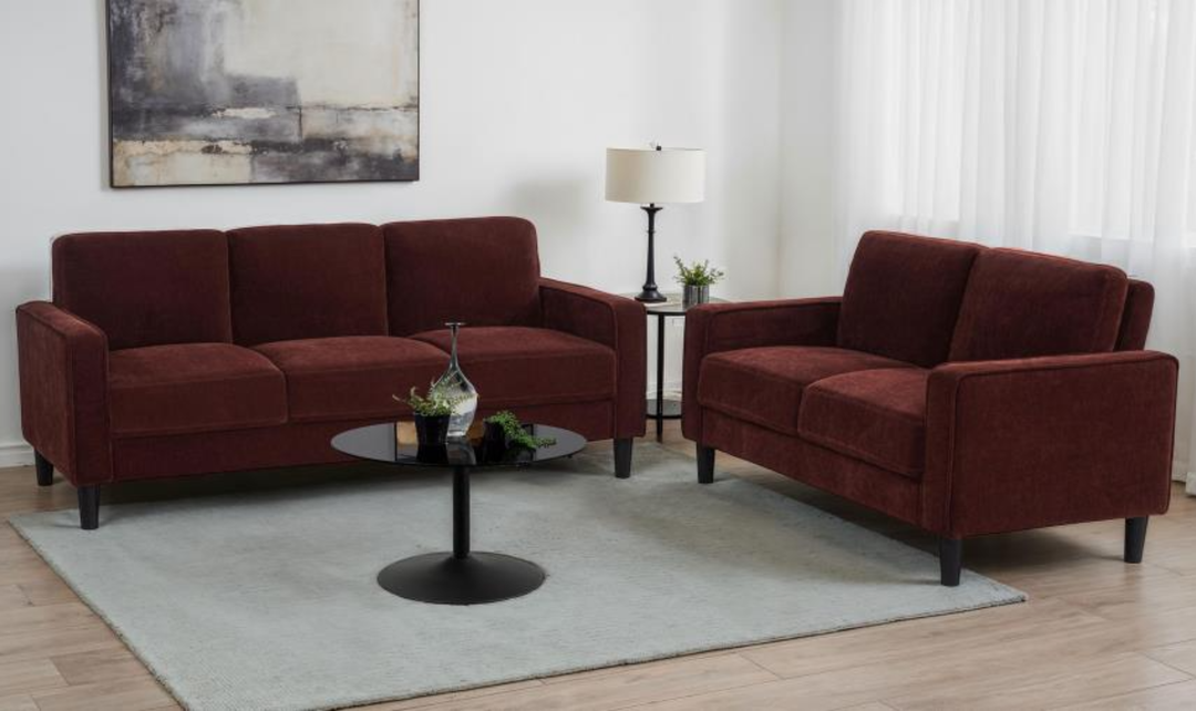 Modern Heritage Ruth 3 Seater Stationary Sofa With Track Arm In Fabric & Leather