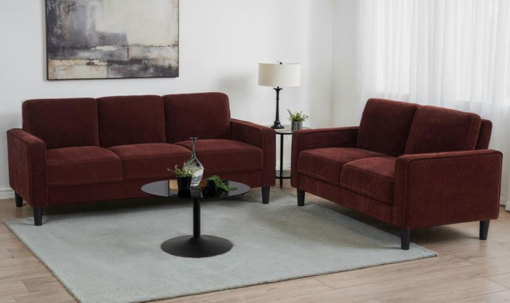 Modern Heritage Ruth 3 Seater Stationary Sofa With Track Arm In Fabric & Leather