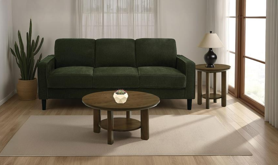 Modern Heritage Ruth 3 Seater Stationary Sofa With Track Arm In Fabric & Leather