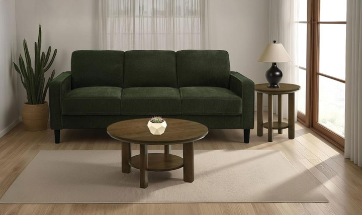 Modern Heritage Ruth 3 Seater Stationary Sofa With Track Arm In Fabric & Leather