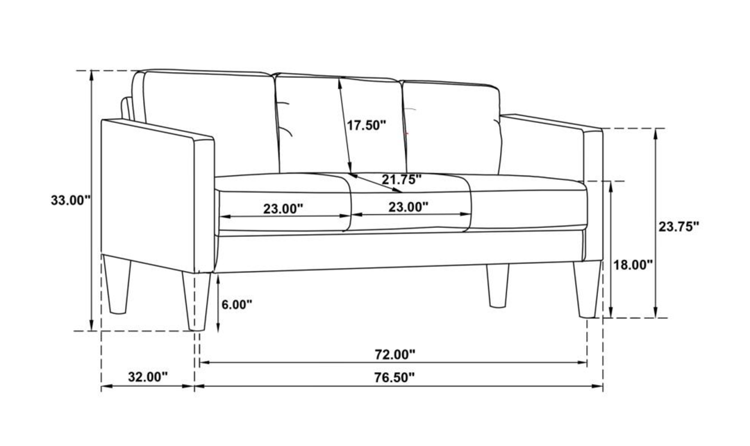Modern Heritage Ruth 3 Seater Stationary Sofa With Track Arm In Fabric & Leather