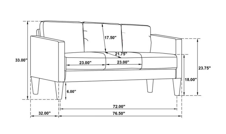 Modern Heritage Ruth 3 Seater Stationary Sofa With Track Arm In Fabric & Leather