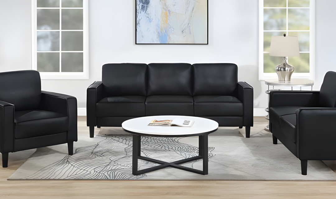 Modern Heritage Ruth 3 Seater Stationary Sofa With Track Arm In Fabric & Leather