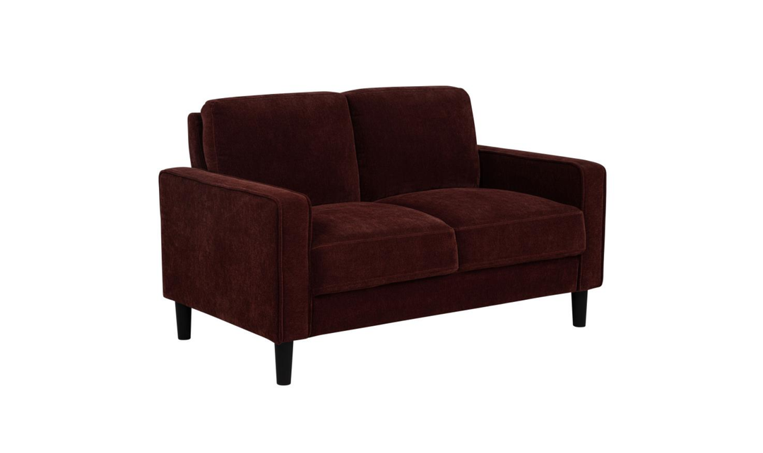 Modern Heritage Ruth Loveseat With Track Arm In Fabric and Leather