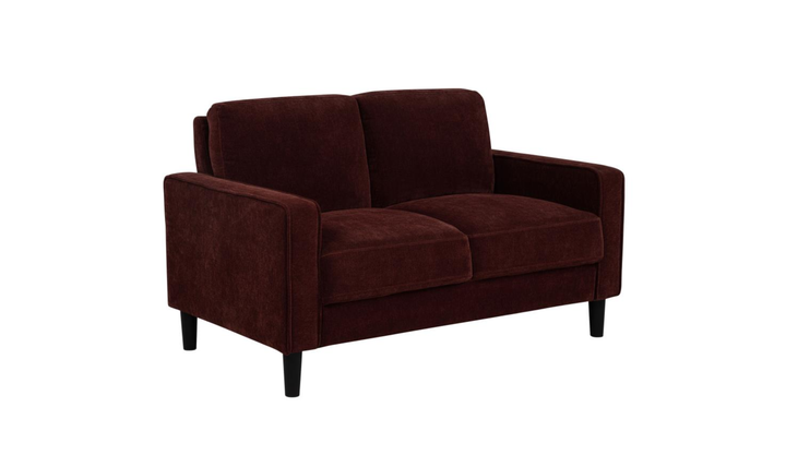 Modern Heritage Ruth Loveseat With Track Arm In Fabric and Leather