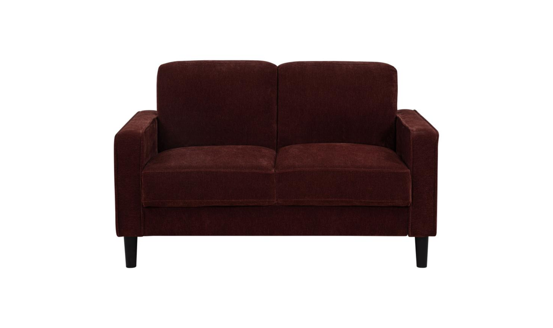 Modern Heritage Ruth Loveseat With Track Arm In Fabric and Leather