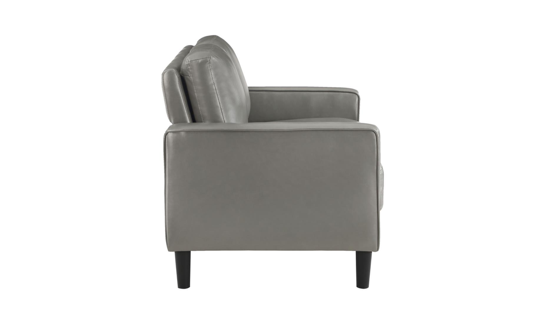 Modern Heritage Ruth Loveseat With Track Arm In Fabric and Leather