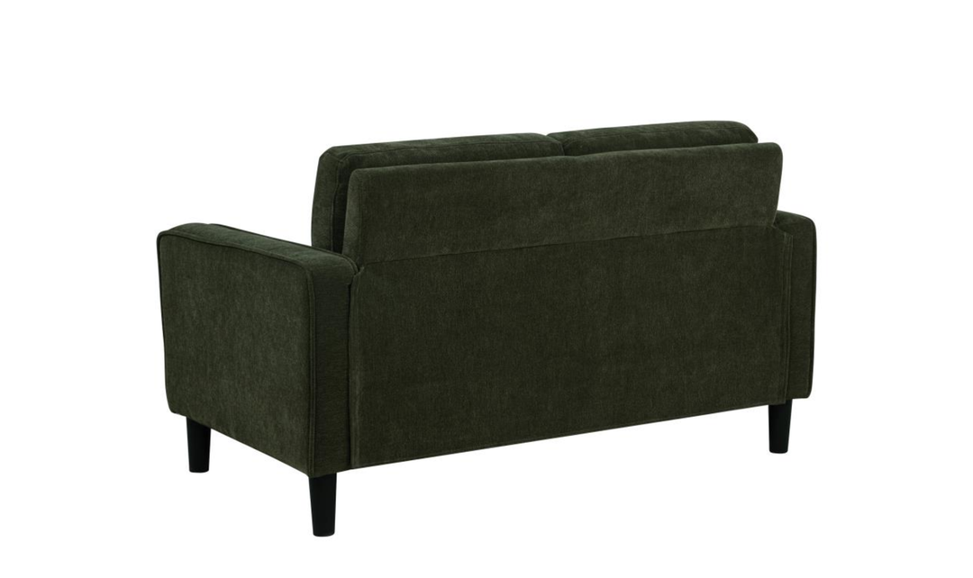 Modern Heritage Ruth Loveseat With Track Arm In Fabric and Leather