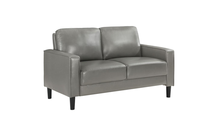 Modern Heritage Ruth Loveseat With Track Arm In Fabric and Leather