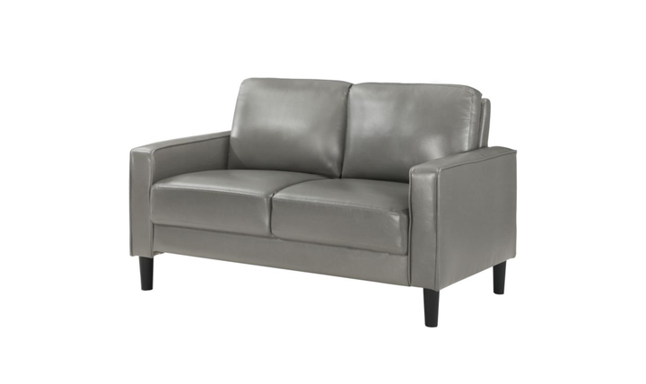 Modern Heritage Ruth Loveseat With Track Arm In Fabric and Leather