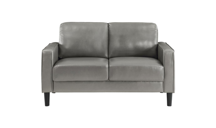 Modern Heritage Ruth Loveseat With Track Arm In Fabric and Leather