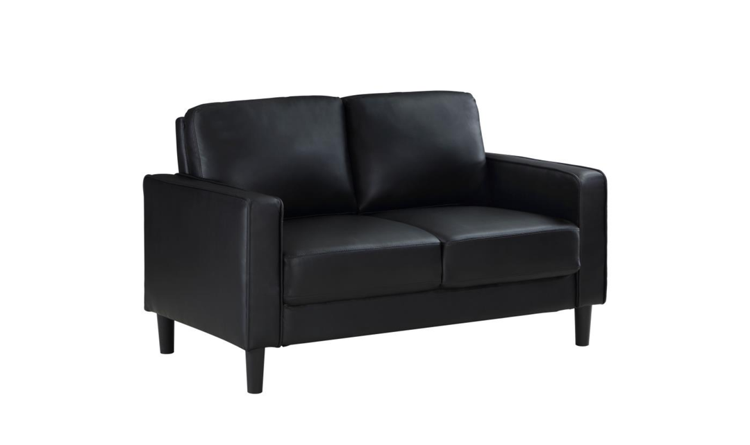 Modern Heritage Ruth Loveseat With Track Arm In Fabric and Leather