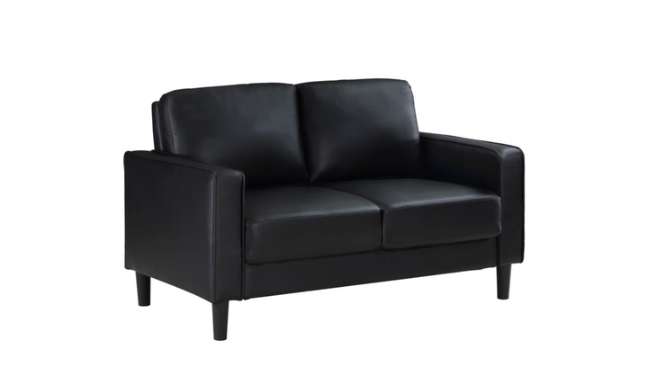 Modern Heritage Ruth Loveseat With Track Arm In Fabric and Leather