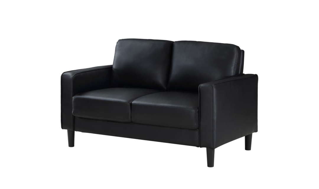 Modern Heritage Ruth Loveseat With Track Arm In Fabric and Leather