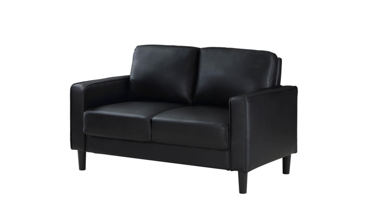 Modern Heritage Ruth Loveseat With Track Arm In Fabric and Leather