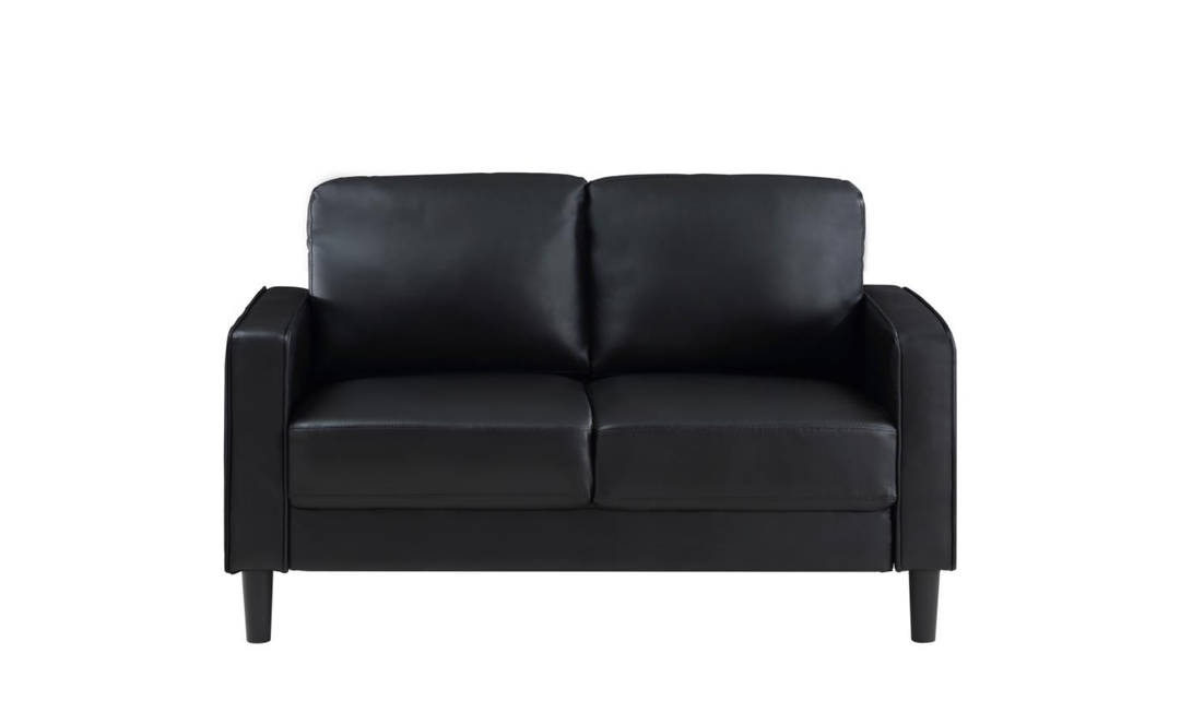 Modern Heritage Ruth Loveseat With Track Arm In Fabric and Leather