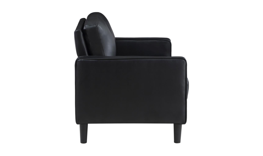 Modern Heritage Ruth Loveseat With Track Arm In Fabric and Leather
