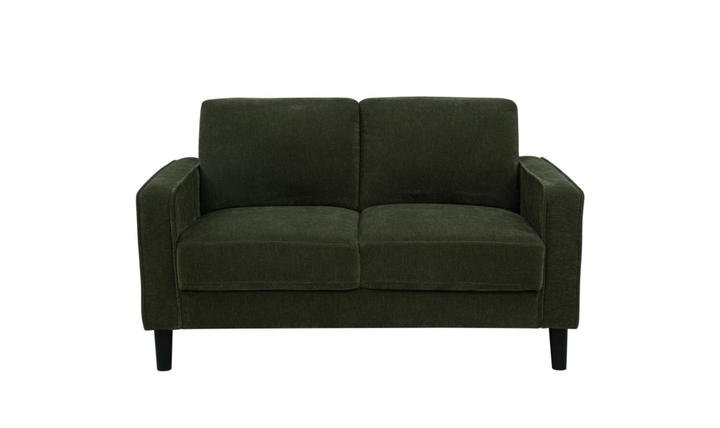 Modern Heritage Ruth Loveseat With Track Arm In Fabric and Leather