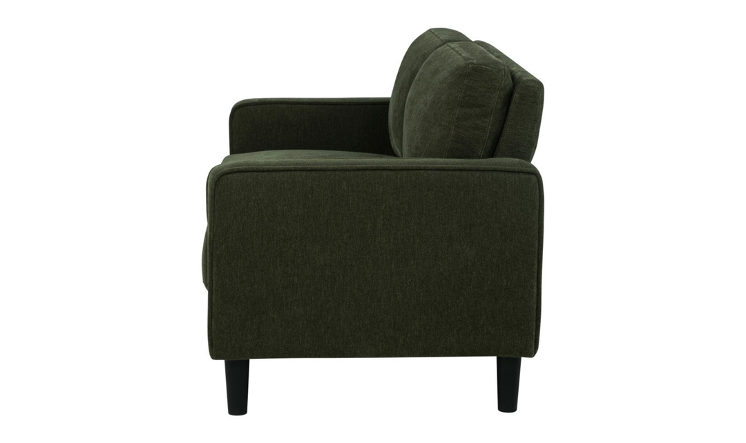 Modern Heritage Ruth Loveseat With Track Arm In Fabric and Leather