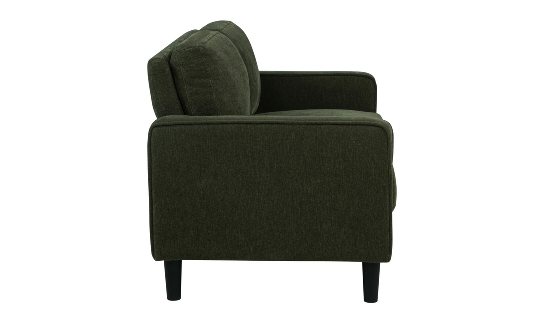 Modern Heritage Ruth Loveseat With Track Arm In Fabric and Leather